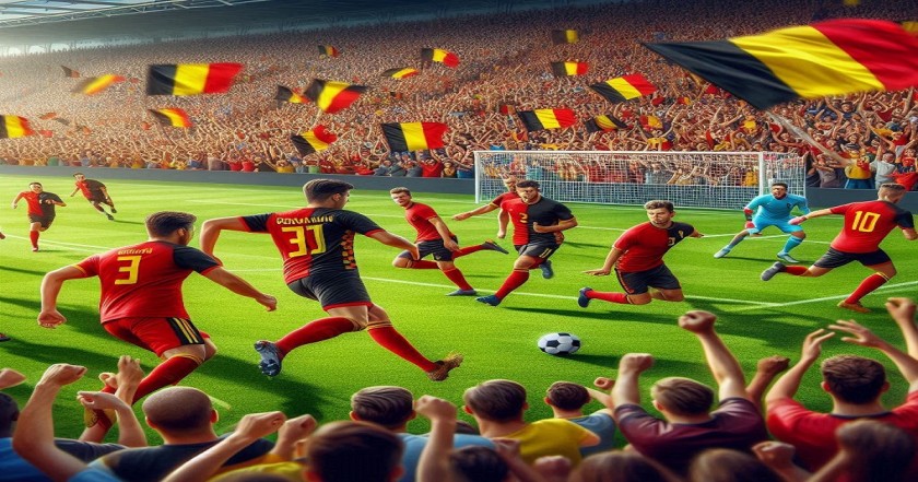 Football Match between Belgium vs Romania